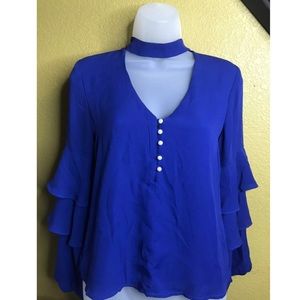 Wayf Royal Blue Long Sleeve Blouse Size Xs